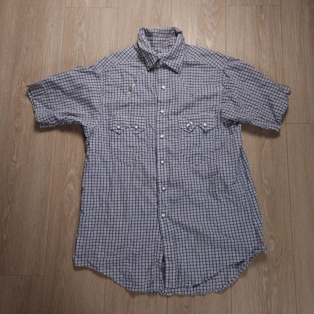 Rockmount Ranch Wear Tru-West Shirt Men's Large Pearl Snap Western Rockabilly